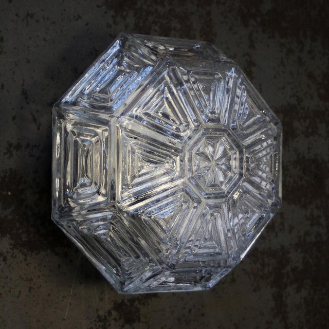 Mid-Century Octogon Clear Glass Sconces Flush Mount For Sale - Image 6 of 8