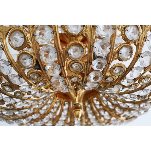 Metal Large Hollywood Regency Chandelier in Brass and Crystal from Peris Andreu, 1960s For Sale - Image 7 of 9