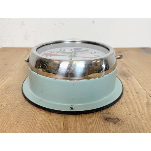 Blue Vintage Blue Navy Wall Clock from Hanil, 1980s For Sale - Image 8 of 18