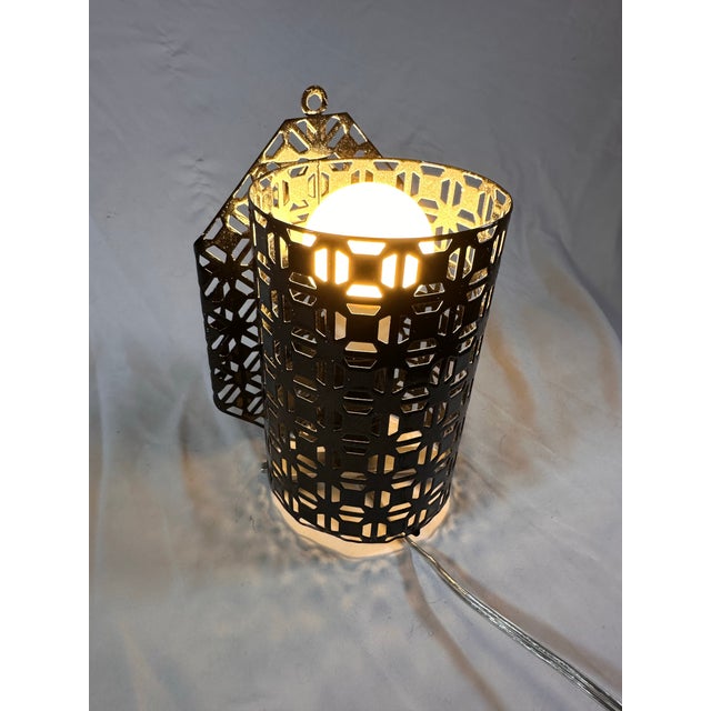Mid-Century Modern 1950s Mid Century Modern Pierced Metal Wall Sconces Light For Sale - Image 3 of 6