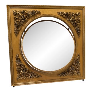 Mid Century Gold Vanity Table Mirror French Ornamentation Reversible For Sale