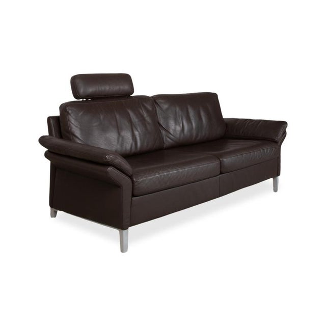 Modern 3300 Three-Seater Leather Brown Couch with Manual Function Headrest from Rolf Benz For Sale - Image 3 of 16