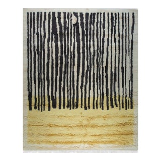 5x8 Mira Iris Yellow Abstract Modern Hand Knotted Wool Carpet Rug For Sale