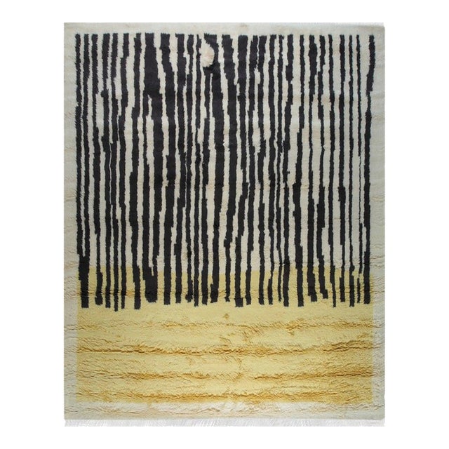 5x8 Mira Iris Yellow Abstract Modern Hand Knotted Wool Carpet Rug For Sale