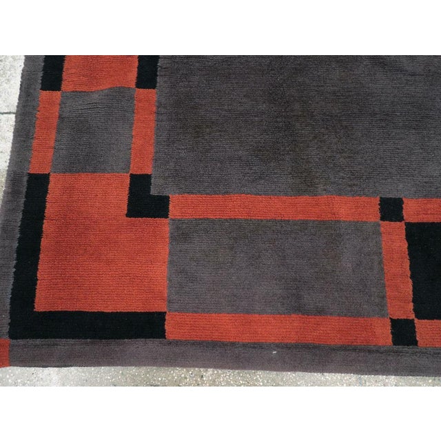 Mid 20th Century Galerie Shabab Collection Mid-20th Century Handmade French Art Deco Accent Rug For Sale - Image 5 of 8