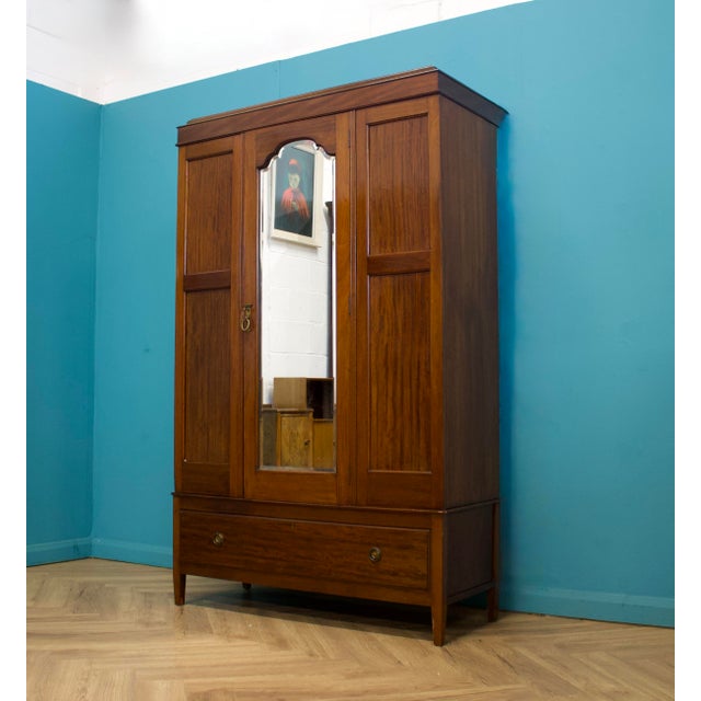 Antique Edwardian Mahogany Wardrobe, 1900s For Sale - Image 9 of 9