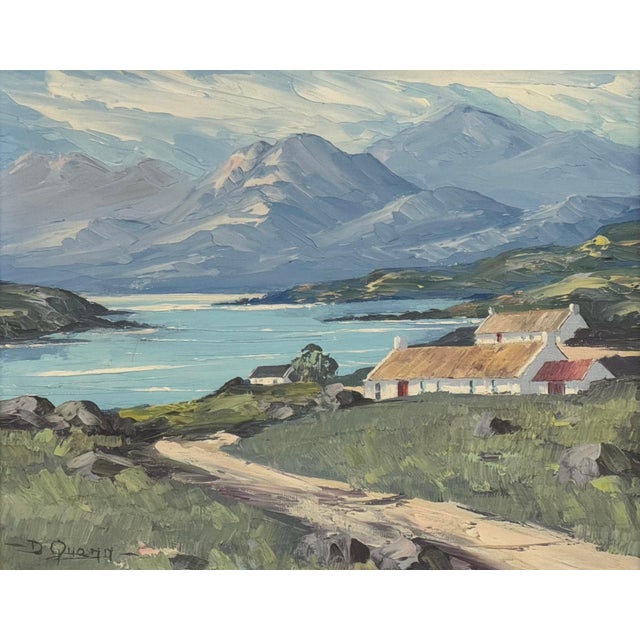 Small Oil of Cottages beside a Lake in Mountains on the Antrim Coast in Ireland 1985 Circa For Sale - Image 12 of 18