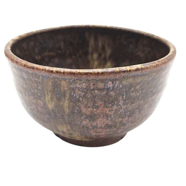 Brown Japanese Mingei Stoneware Chawan Bowls, Rustic Iron Oxide Fired, Set of Three For Sale - Image 8 of 13