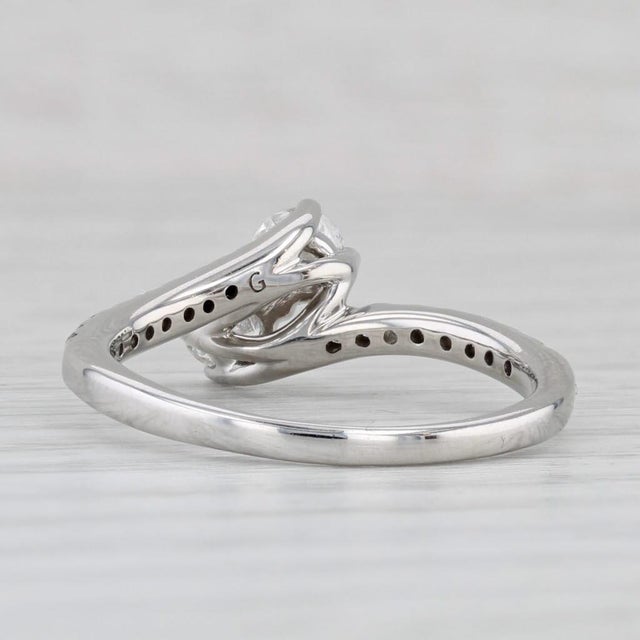 Modern 0.72ctw 2-Diamond Bypass Ring 14k White Gold Engagement Anniversary Size 7.5 For Sale - Image 3 of 8