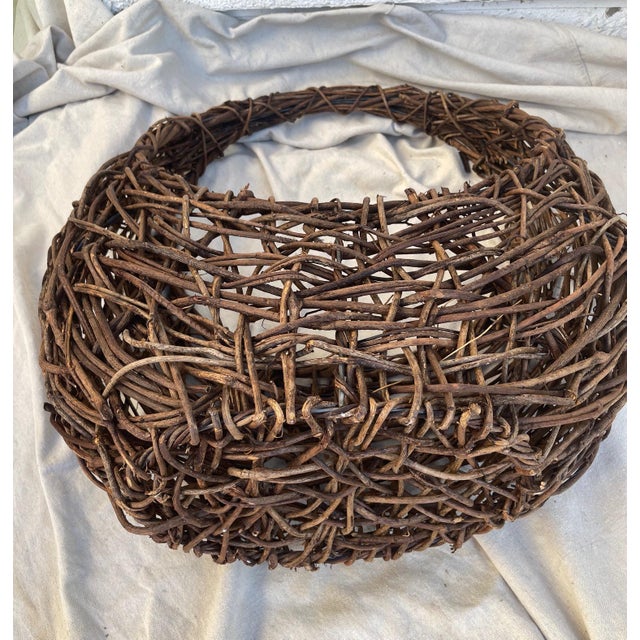 Vintage Pottery Barn Handwoven Large Grapevine Basket Chairish