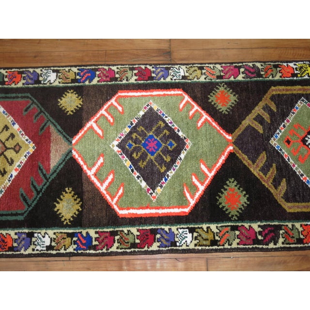 Black Vintage Turkish Bohemian Runner - 2'9" x 13'6" For Sale - Image 8 of 8