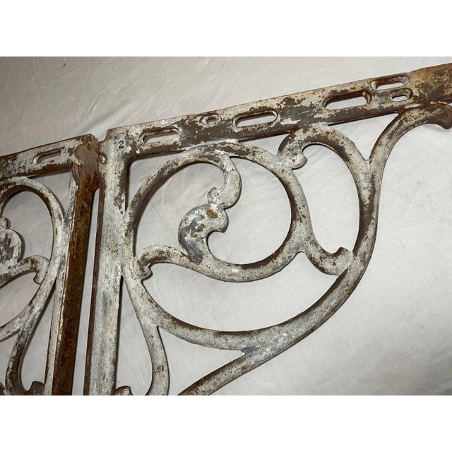 Large Pair Antique Cast Iron Architectural Salvage Wall Corbels Bracket Sconce For Sale - Image 12 of 13