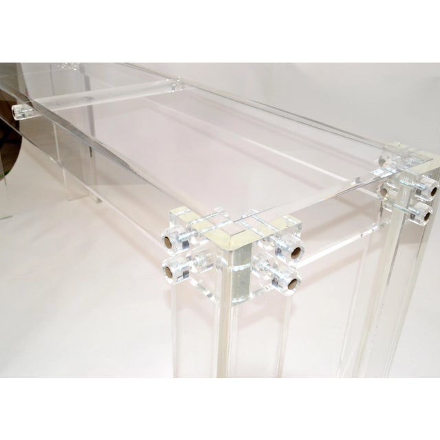 Modern Long Transparent Lucite Console, Hallway Table For Sale - Image 10 of 13