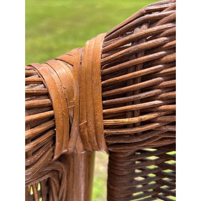 Vintage Mid-Century Bielecky Brothers, Rattan, and Wicker Wingback Lounge Chair For Sale - Image 13 of 15