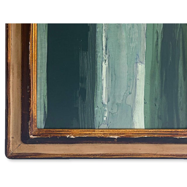 “River Moss" Abstract Art in Antique Frame, Transitional Living Room Art by JTS For Sale - Image 9 of 11