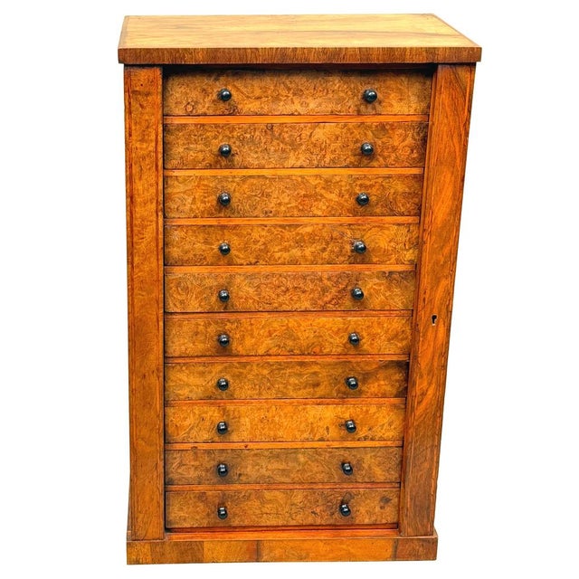 Child's Size Wellington Chest of Drawers in Burr Walnut, 1860 For Sale - Image 11 of 12