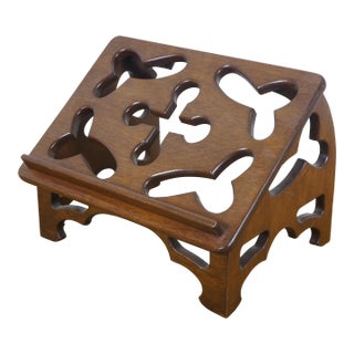 Mid 20th Century Gothic Mahogany Pommy Cross Bible Book Music Stand Lectern Podium 14" For Sale