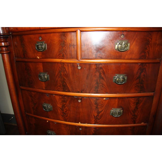 Wood Vintage Empire Bow Front Chest of Drawers For Sale - Image 7 of 11