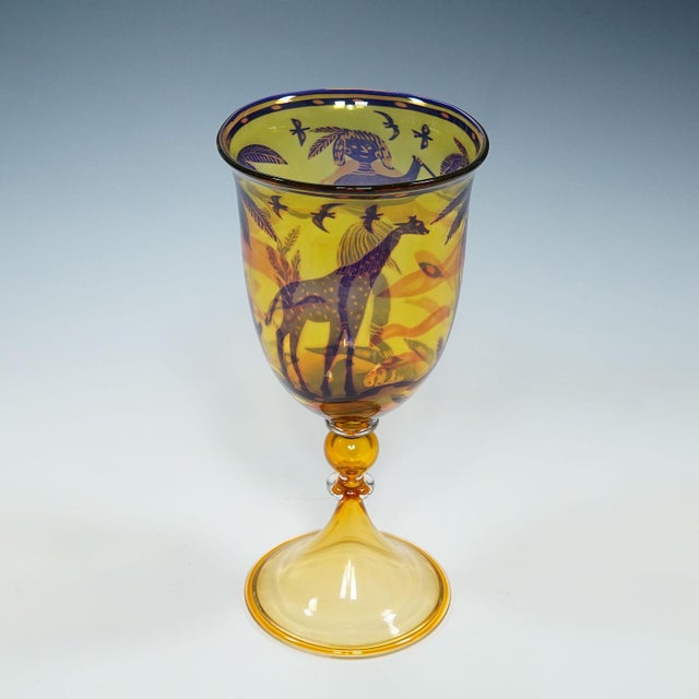 Mid-Century Modern Art Glass Graal Goblet by Wilke Adolfsson 1988 For Sale - Image 3 of 12