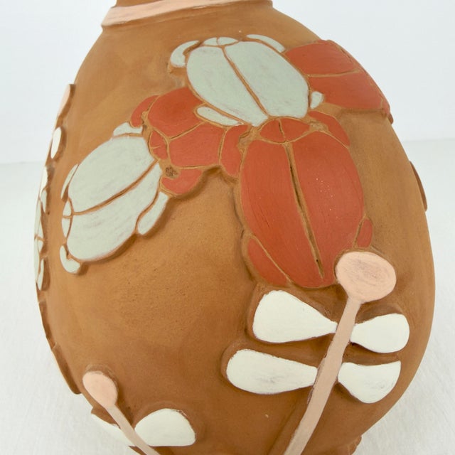 Brown Camille Bernal Gallegos Pottery Vessel - Hand Coilsd With Carved Beetles & Plants For Sale - Image 8 of 11