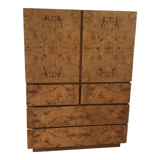 1970s Mid Century Modern Roland Carter for Lane Olive Burled Chest of Drawers For Sale