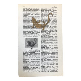 "Newt" Original Contemporary Colored Pencil Drawing on Dictionary Page For Sale