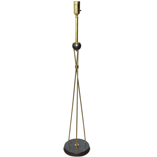 Vintage Tommi Parzinger Style Brass and Gun Metal Floor Lamp Mid Century Modern Restored For Sale - Image 9 of 9