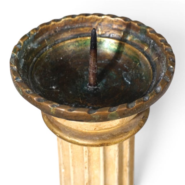 Wood Antique Sculptural Church Candleholder in Wood, 1860 For Sale - Image 7 of 14