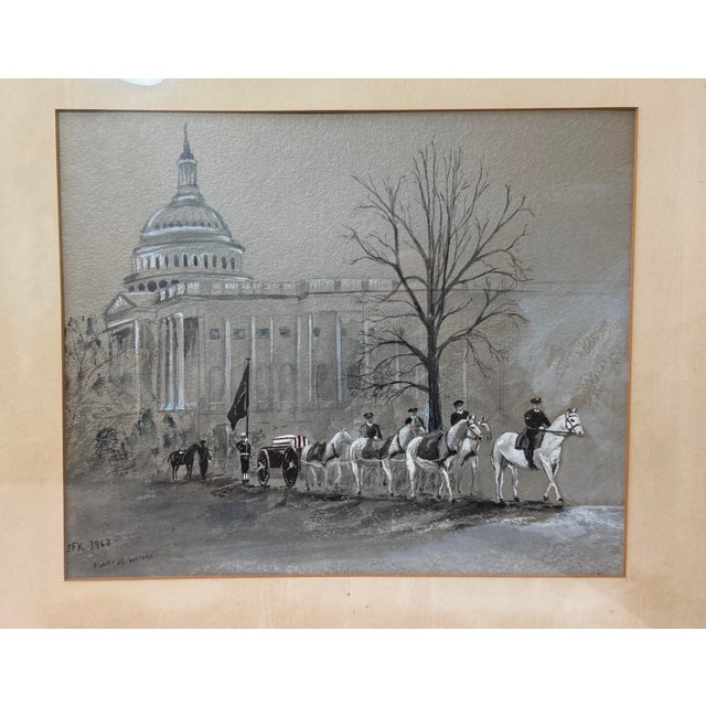 Up for sale is a lovely vintage original 1963 Mary Jo Waters of JFK's presidential funeral procession acrylic painting....
