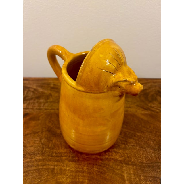 Mid 20th Century French Biot Lion Head Ceramic Pitcher, Signed For Sale In Miami - Image 6 of 8