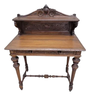 Antique French Carved Oak Petite Writing Desk