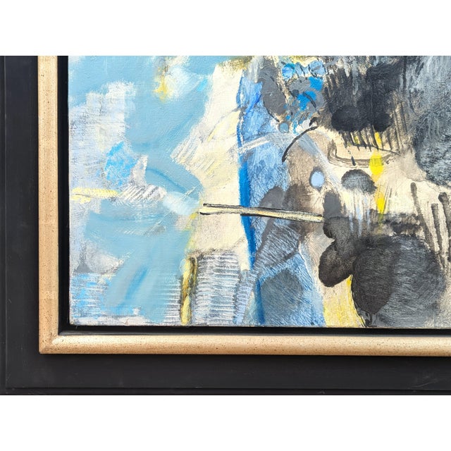 Joël Dabin "L'Hidalgo de la Mancha" Modern Blue Tone Abstract Expressionist Figure Painting, 1991 For Sale - Image 9 of 12