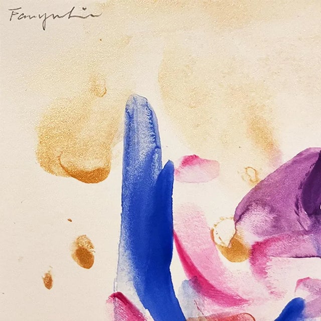 The Touch of Ocean No.3 Fanyu Lin 2023 Watercolor 6 x 6 in. Abstract expressionist art by Fanyu Lin, expressing the lively...