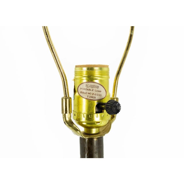 Brown Mid Century Sculpted Walnut and Brass Lamp For Sale - Image 8 of 11