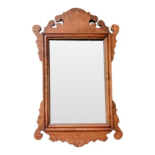 Vintage Boho 19th Century Burl Wood Chippendale Mirror For Sale