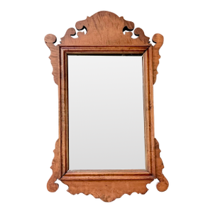 Vintage Boho 19th Century Burl Wood Chippendale Mirror