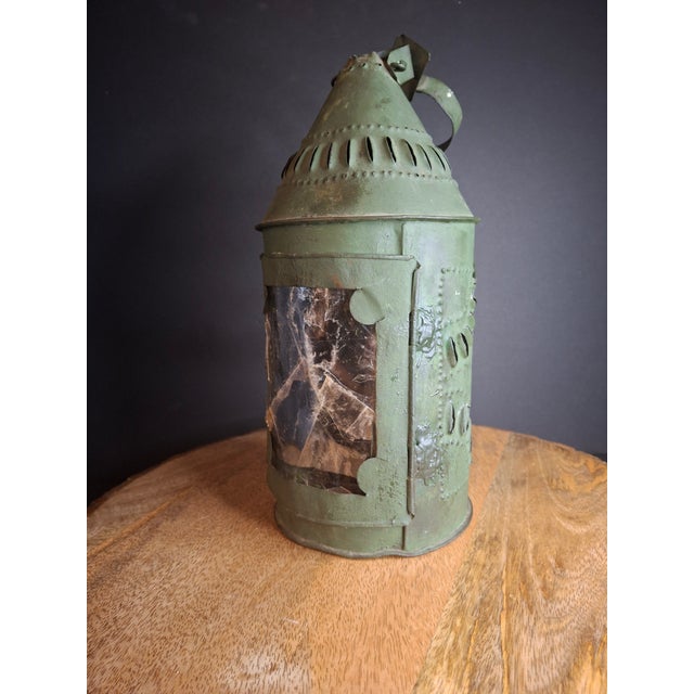 Antique Punched Tin Mica Window Lantern Matthew J King Collection 19thC Primitive For Sale - Image 13 of 18