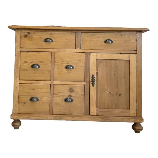Art Nouveau Shop Chest in Spruce Softwood, 1890s For Sale