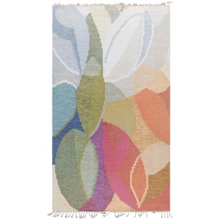 Doris Leslie Blau Vintage Swedish Light Beige Flatweave Rug By Ingegerd Silow For Sale