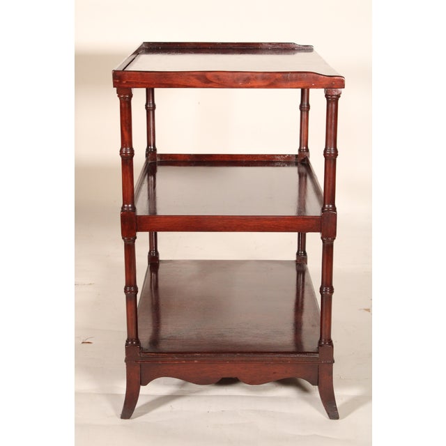 1920s Pair of English Regency Style Mahogany 3 Tier Side Tables For Sale - Image 5 of 11