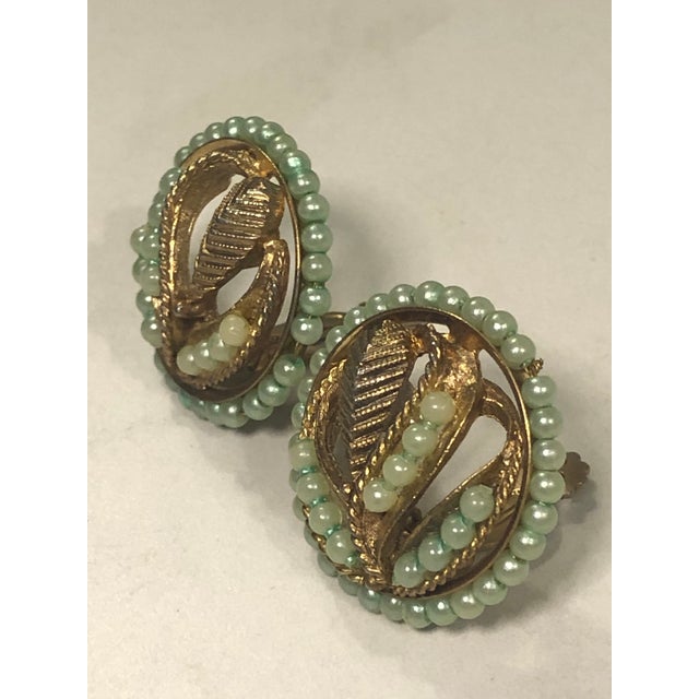 Metal 1940s Petit Point Pearl and Gold Earrings, A Pair For Sale - Image 7 of 9