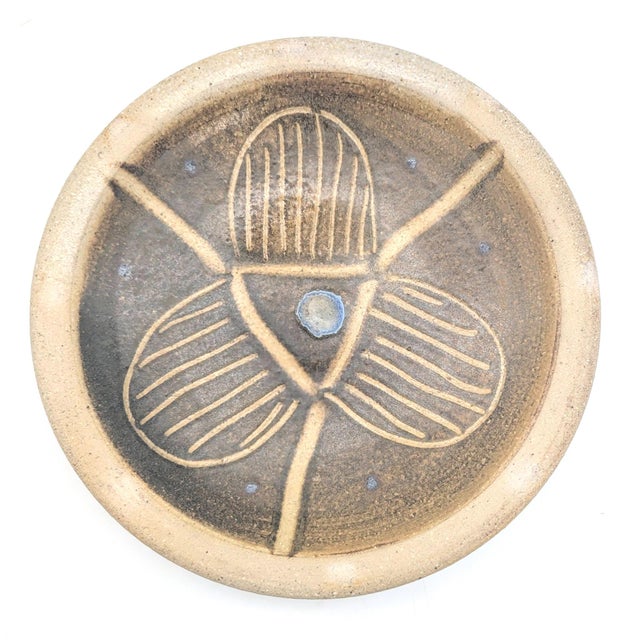 1960s Studio Pottery Artisan Signed Glazed Stoneware Decorative Plate For Sale - Image 9 of 11