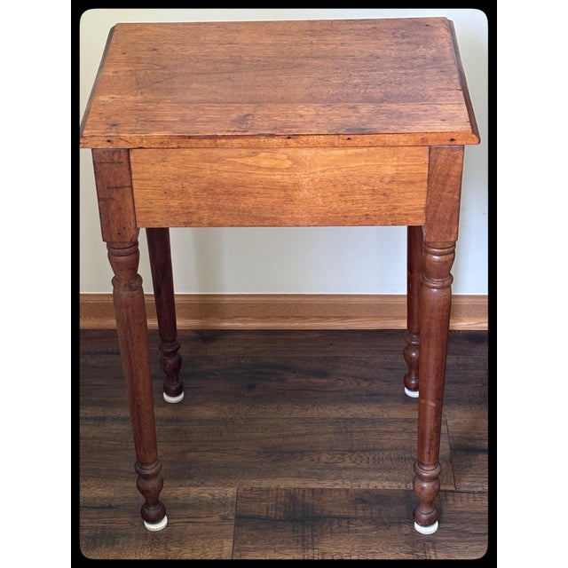 1850s American Primitive Honey Wood Accent Table With Sheraton Legs For Sale - Image 9 of 9