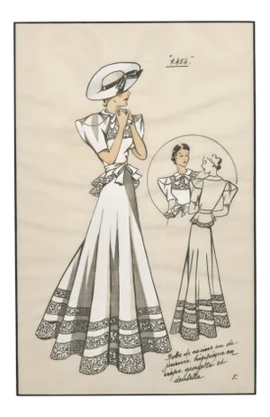 Matted Art Deco 1937 French Fashion Pochoir