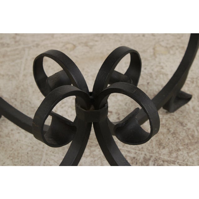 Round Cherry Top Wrought Iron Base Dining or Center Table For Sale - Image 12 of 14