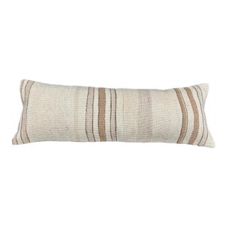 Turkish Hemp Pillow Cushion Natural Beige Brown Cushion Cover 14"x40" For Sale