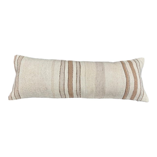 Turkish Hemp Pillow Cushion Natural Beige Brown Cushion Cover 14"x40" For Sale