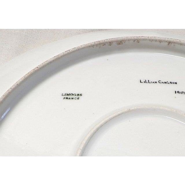 Hand Painted 1907 Limoges France Waterlily Porcelain Cabinet Plate Signed Lillian Carlson For Sale - Image 9 of 9
