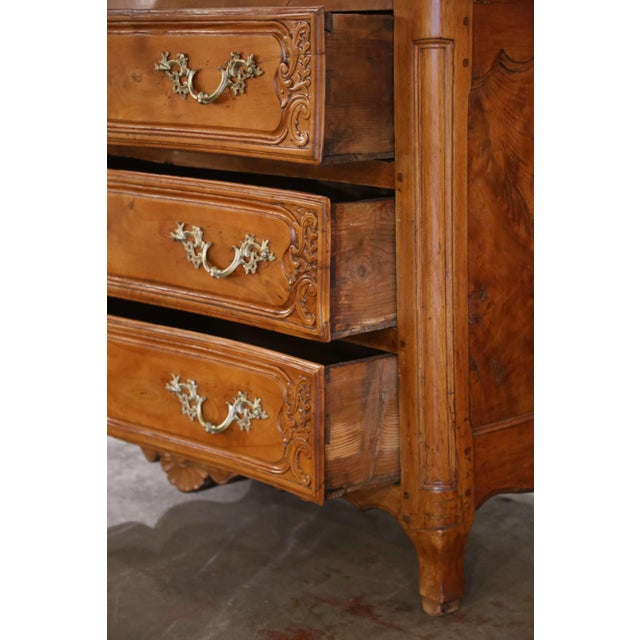 18th Century French Louis XV Fruitwood Commode Lyonnaise With Bronze Handles For Sale - Image 10 of 11