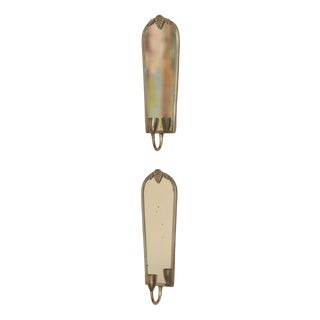 Mid-Century Modern Swedish Pewter Sconces with Mirror, Set of 2 For Sale